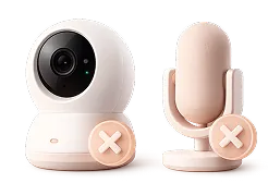 Camera and microphone crossed out, Eyezonkid has no remote camera or mic access